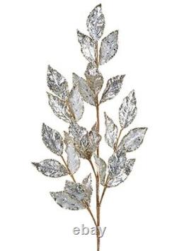 Raz Imports 29 Silver Glittered Leaf Christmas Tree Spray NEW Lot of 10