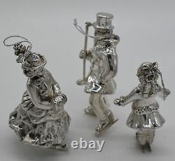 Rebecca Dykstra Sterling Silver Victorian Ice Skating Trio Ornament Set Scarce