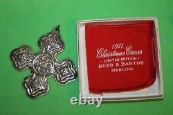 Reed & Barton Lot of 4 Sterling Silver Christmas Cross Ornament withBoxes #15