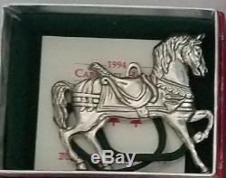 Reed & Barton Silver Plated Carousel Horses Christmas Ornament Set of 8
