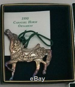 Reed & Barton Silver Plated Carousel Horses Christmas Ornament Set of 8