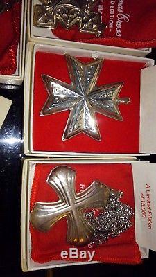 Reed Barton Sterling Silver Christmas Cross Ornament Lot 1973-1980 Vtg Necklace