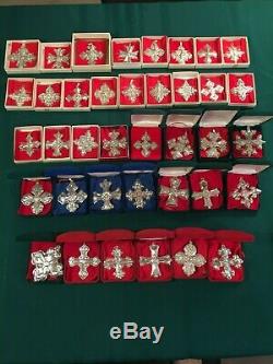 Reed & Barton Sterling Silver Christmas Crosses LOT(38) 1975-2011 Original Boxes