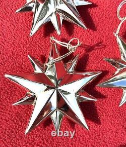 Reed and Barton Silver Plate Christmas Tree Topper Star and Ornaments 4-pc Set