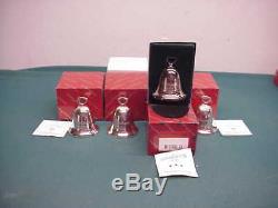 Reed and Barton Silver plate Christmas bells boxes 4 1985 1989 1992 1999ornament