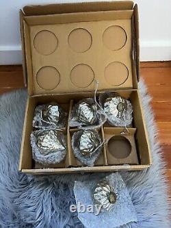 Restoration Hardware 6 Glass Onion Silver Mercury Christmas Tree Ornaments