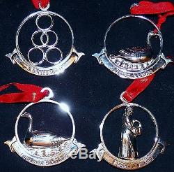 Retired Godinger Sterling Silver Plated Twelve 12 Days Of Christmas Ornaments