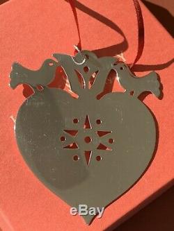 Retired James Avery 925SS Birds On A Heart Christmas Ornament Gift Box