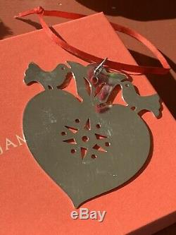 Retired James Avery 925SS Birds On A Heart Christmas Ornament Gift Box