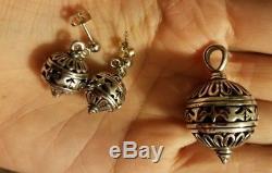 Retired James Avery Silver Ornament Finial Pendant and Earrings Christmas 925