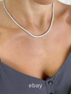 Round Cut Lab Created Diamond 13.00Ct Tennis Necklace In 14K White Gold Finish
