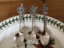 SET 3 Figural CHRISTMAS Spoons Sterling Silver Mayer Bros NO MONO Santa Ornament