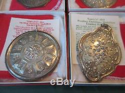 SET OF 12 TOWLE Sterling Silver XMAS ORNAMENTS 12 Days Double Sided Boxed/Pouch