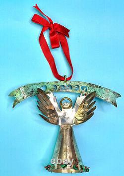 STERLING CHRISTMAS ORNAMENT BY EMILIA CASTILLO Angel With Peace Banner