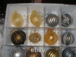 Set 16 Frontgate glass ornaments 4 -7 holiday coll. Pcs silver gold black