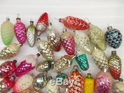 Set 45 Vintage Russian USSR Silver Glass Christmas Ornament Decoration Pinecones