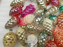 Set 45 Vintage Russian USSR Silver Glass Christmas Ornament Decoration Pinecones