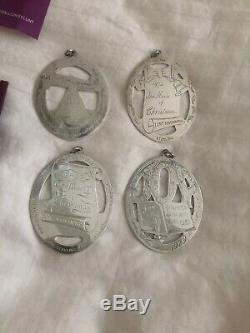 Set 4 Lunt Sterling Silver Christmas Ornaments 1976 77, 78,79 Music of Christmas