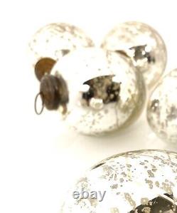 Set Of 5 Large 4 Antique Mercury Heavy Thick Glass Silver Christmas Ornaments