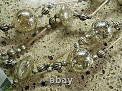 Set of 4 NWT 6' Silver Mercury Lined Glass Fancy Bead Christmas GARLAND