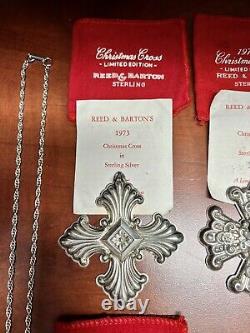 Set of 6 1973-1979 Sterling Silver CHRISTMAS CROSS Reed & Barton Ornaments. 925