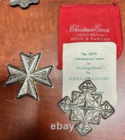 Set of 6 1973-1979 Sterling Silver CHRISTMAS CROSS Reed & Barton Ornaments. 925