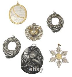 Set of 6 Buccellati Sterling Silver Christmas Ornaments