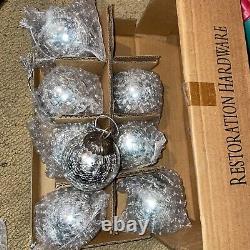 Set of 8 Restoration Hardware Christmas Ornaments Silver Mercury Crackle