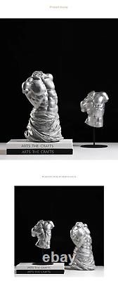 Silver Bodybuilding Figures Statue Desk Decoration Crafts Characters Resin Sculp