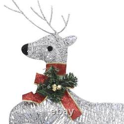 Silver Color Christmas Decoration (4 Reindeer & 1 Sleigh) with 100 LEDs