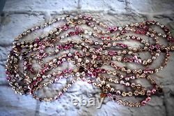 Silver Mercury Glass Bead Garland with Double Color Indent Over 16 ft Vintage