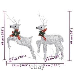 Silver Reindeer&Sleigh Christmas Decoration with140 LED&Different Lighting Effects