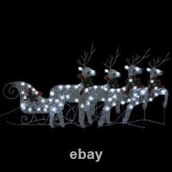Silver Reindeer & Sleigh Christmas Decoration with 100 LEDs for Indoor Outdoor
