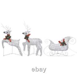 Silver Reindeer&Sleigh Christmas Decoration with 8 Different Lighting Effects US
