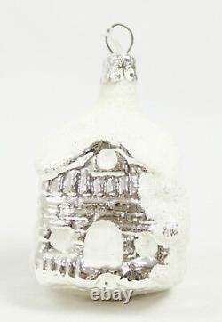 Silver White House Vintage Handblown Eastern Europe Glass Christmas Ornament Set