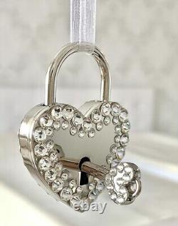 Silver metal LOVE LOCK blinged-out with clear Swarovski crystals