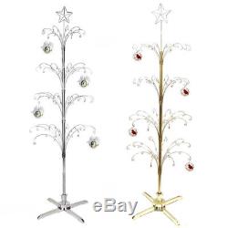 Silver or Gold Metal Artificial Christmas Ornament Display Rotating Tree 74H
