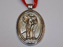 Slane & Slane Silver Metal Elephant Christmas Tree Holiday Ornament XL Medallion