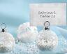 Snowflake Glass Ornament Place Card Holder Wedding Favor White Silver Bond Aspen