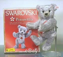 Steiff Swarovski Teddy Bear Poinsettia & Ornament Xmas 2007 Nib