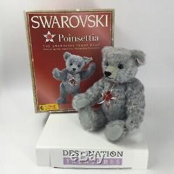 Steiff X Swarovski Poinsettia Ornament Christmas Bear Crystal in Ear EAN 681103