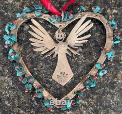 Sterling Silver Angel In Heart Ornament By Emilia Castillo Turquoise