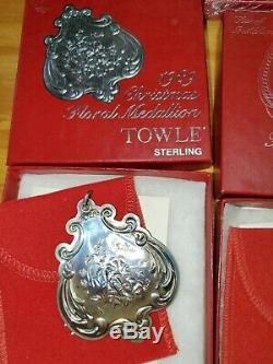 Sterling Silver Christmas Ornaments Towle. 7 Floral Medallions