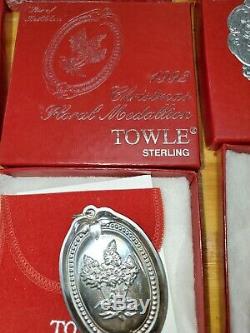 Sterling Silver Christmas Ornaments Towle. 7 Floral Medallions
