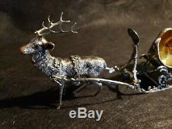 Sterling Silver Christmas ornament Reindeer Extremely Rare Large Heavy 389 grams