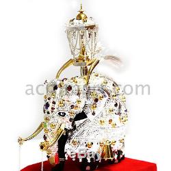 Sterling Silver, Gems and Gold decorated Silver elephant