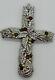 Sterling Silver Gold Gemstone Cross Pendant Christmas Ornament Repousse Holly LE