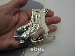Sterling Silver Ice Skates American Heritage Collection Christmas Ornament w Bag