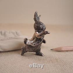 Sterling Silver Peter Rabbit Ornament Hand & Hammer Beatrix Potter Xmas Figurine