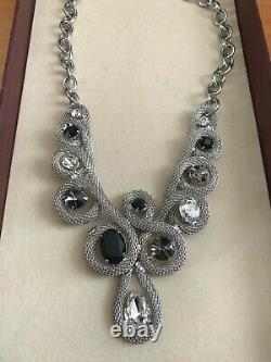 Stunning French Vintage Designer NECKLACE Silver tone metal, Glass ornaments